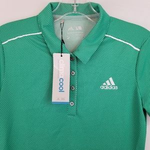 Adidas ClimaCool Green Polka Dot Polo Golf Shirt S